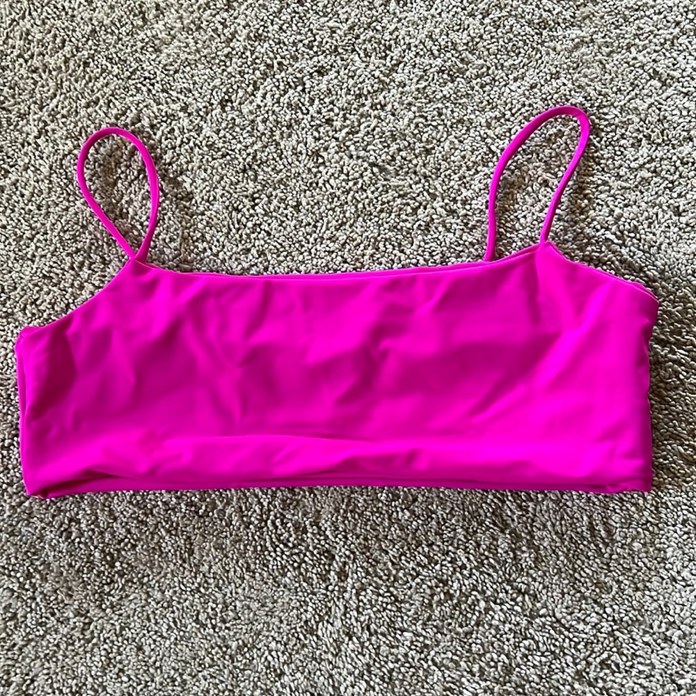 Hot pink swim top.